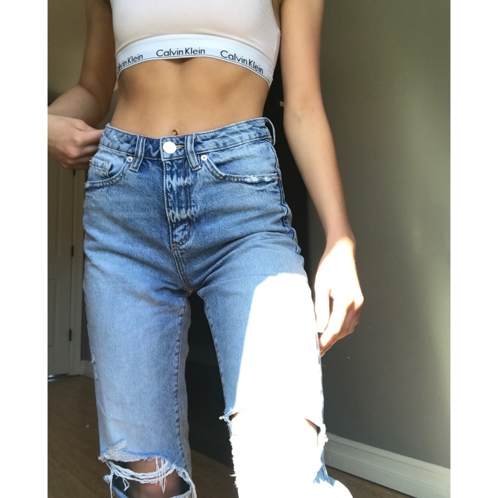 High Waisted Mom Jeans, Distressed Mom Jeans